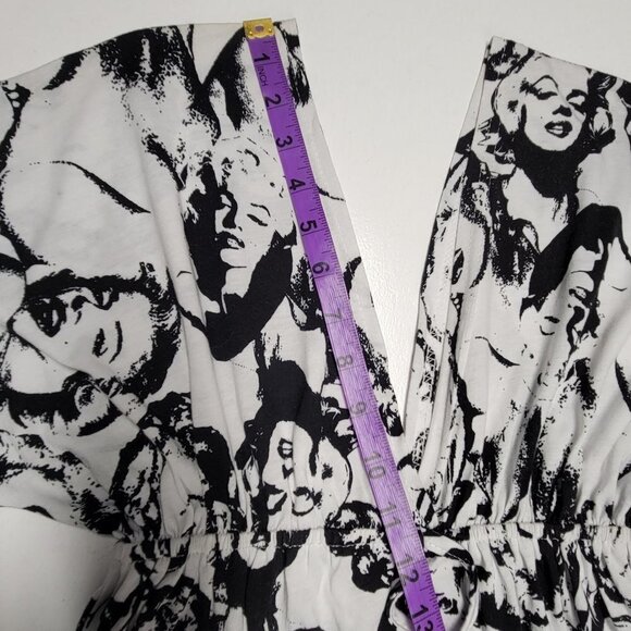 Marilyn Monroe Print Black White V Neck Short Sleeve Long Maxi Dress  Size S/M - Picture 14 of 14
